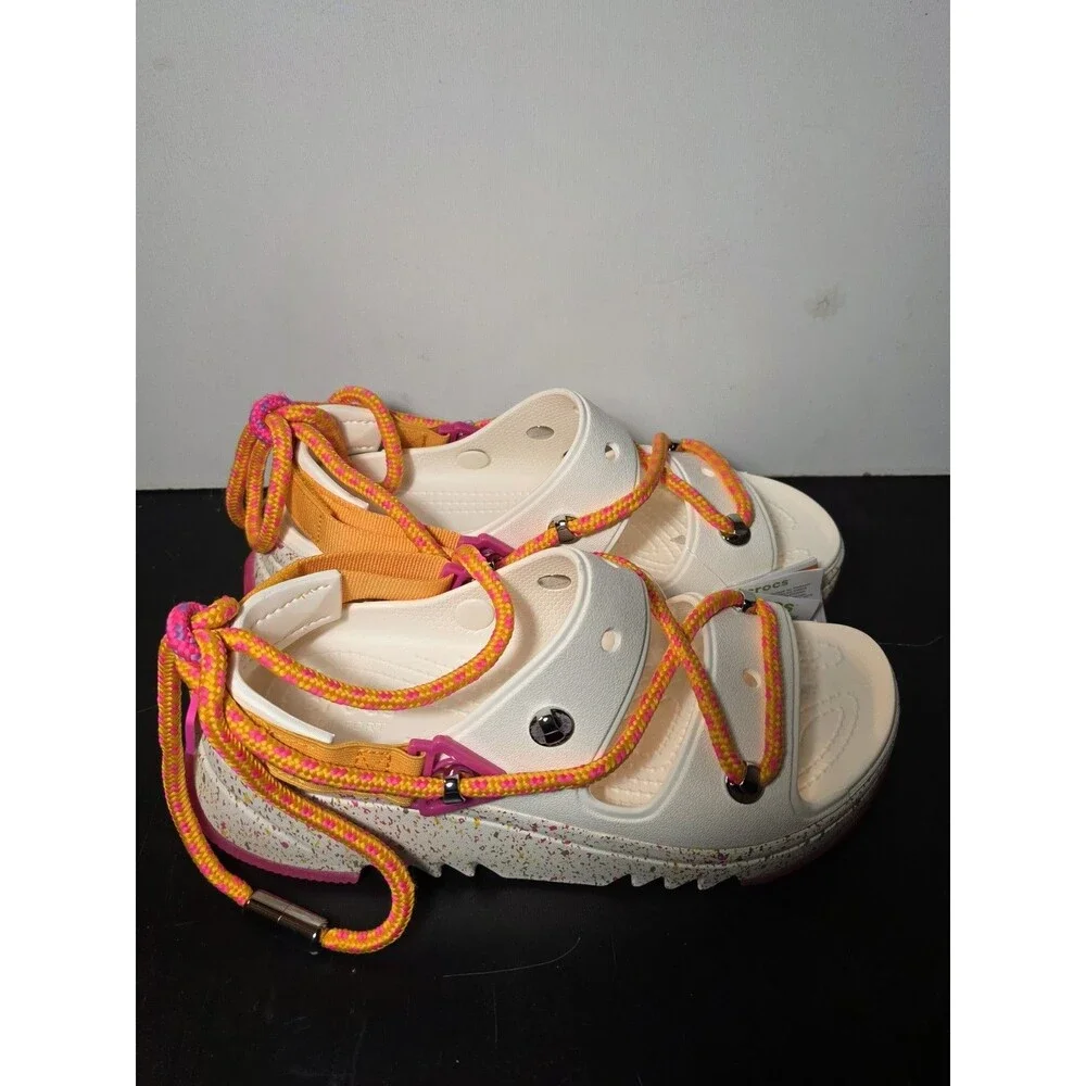 New Rare Crocs Hiker Xscape Festival Platform Sandals White Pink Women's 6 - Picture 5 of 10
